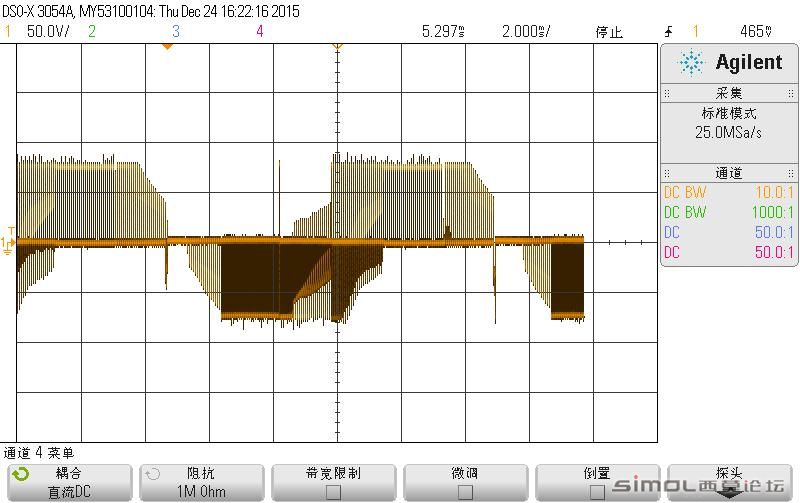 WV相反电动势波形，感觉有问题，为什么会有重合的位置？请大神们赐教