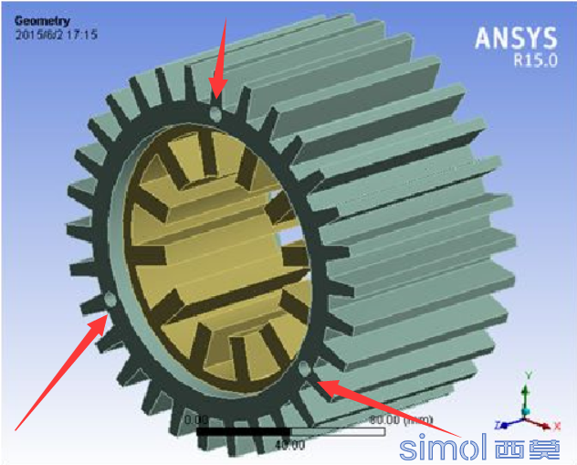 这个电机定子外壳这里的三个小孔是怎么来的.png