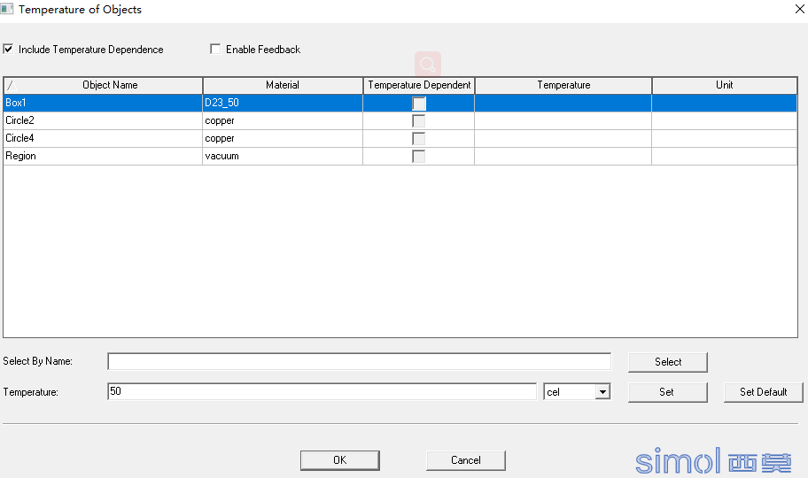 set object temperature 